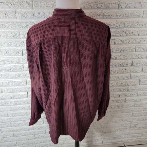 George Mens Shirt 2XL Long Sleeve Burgundy Stripe Lightweight Polyester STR74E - Picture 6 of 10